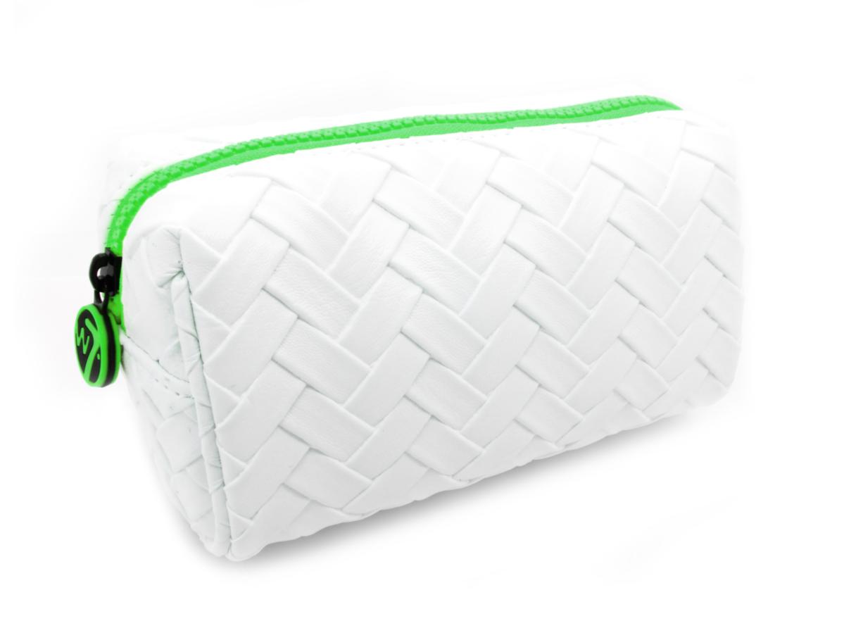 W7 White Weaved Cosmetic Bag with Green