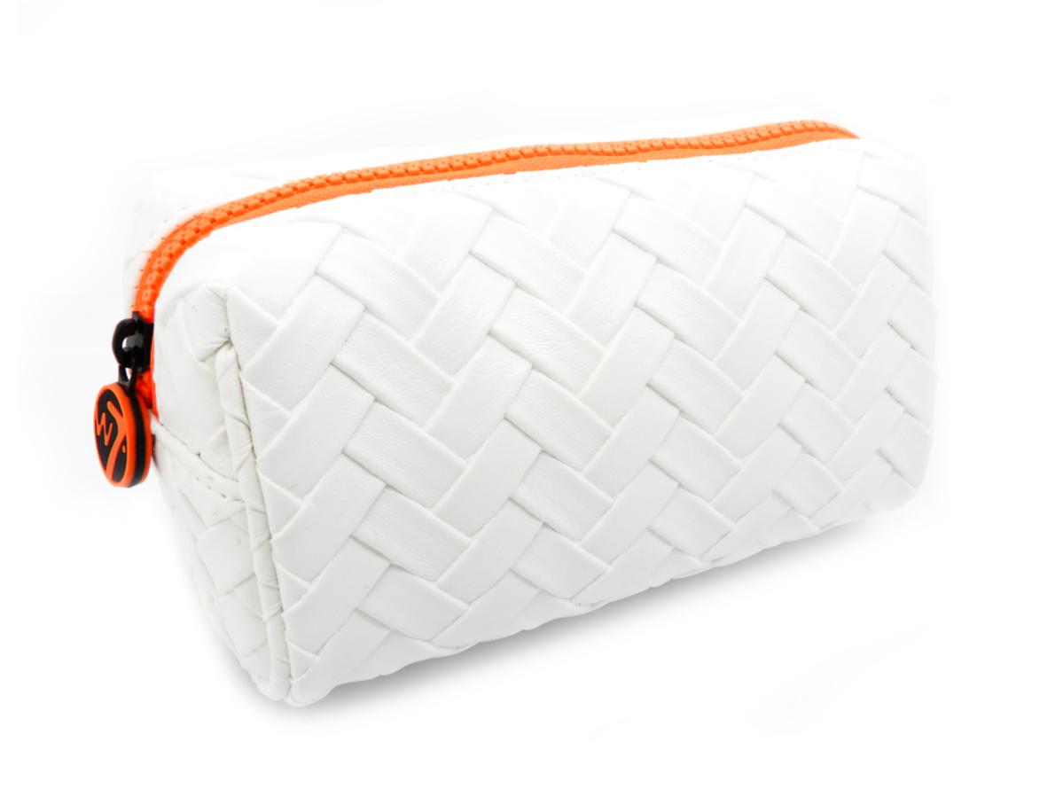 W7 White Weaved Cosmetic Bag with Orange